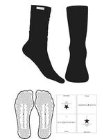 The Slouch Sock - Black - Pilates Movement- Sew on Tag - Black Writing - Triangle Grip - Black