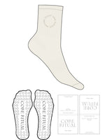 The 3/4 Crew Sock - Marshmallow - Core Ritual - Top Logo Round - EMB - Tan - Circle Grip - Tan