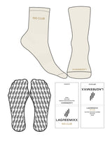 The 3/4 Crew Sock - Off White - LagreeMixx - Toe & Side " 100 Club " Embroidered - Transparent Submark Grip