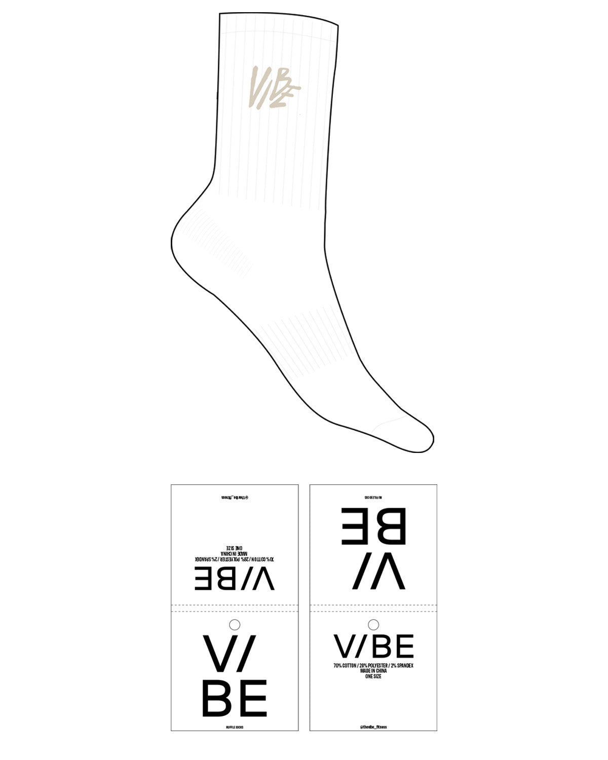 The Crew Sock - White - The Vibe - Ankle - VIBE - Printed - Sand