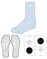 The Crew Sock - Light Blue - B Long Pilates - Tip & Top - White Heart Grip - White