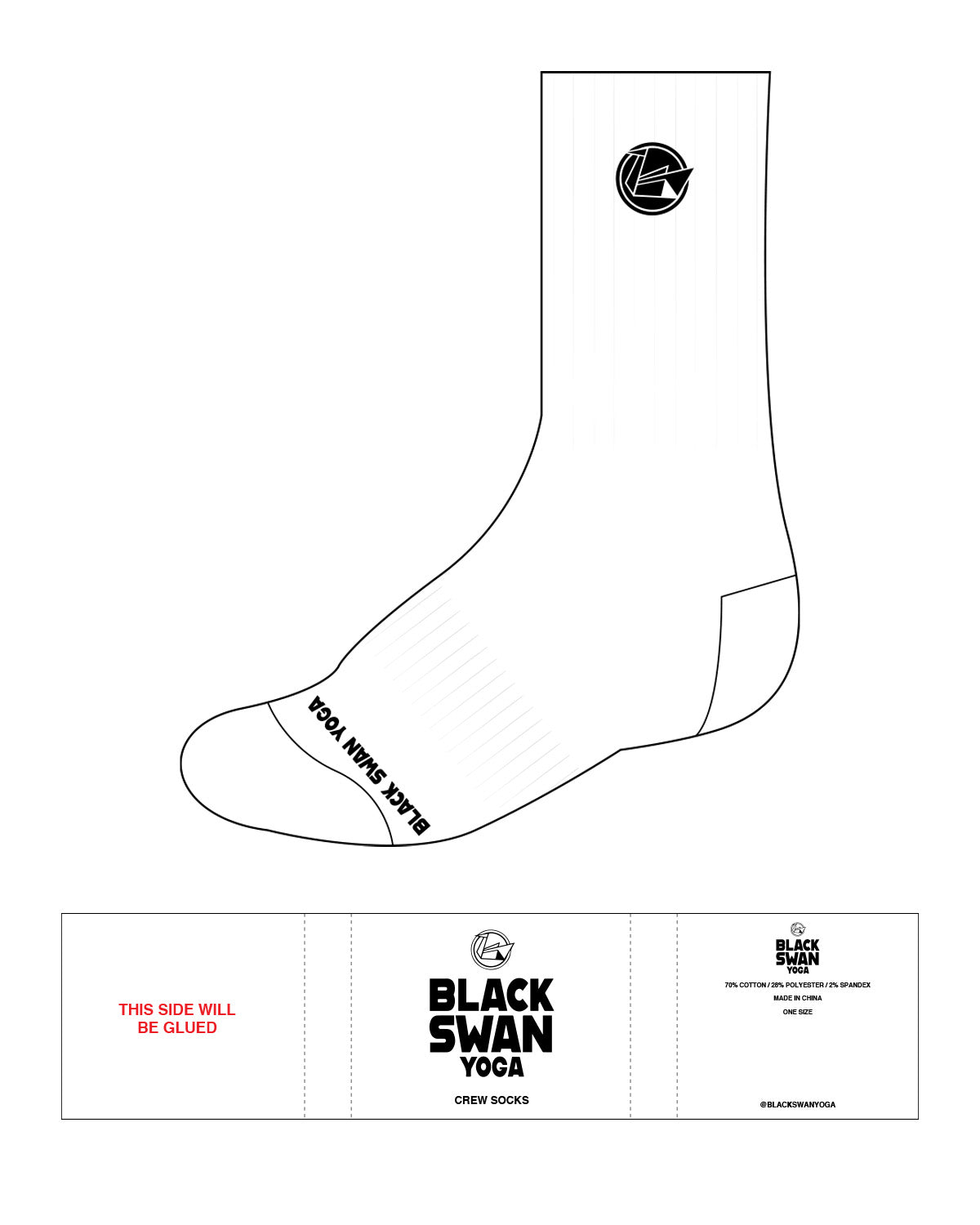 The Crew Sock - White - Black Swan Yoga - Top & Bottom - Black