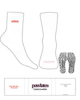 The 3/4 Crew Sock - White - Pawlates - Ankle - Neon Orange - Pink Lady - Embroidered - Toe Logo - Printed - Pink Lady - Paw Grip - Pink Lady