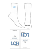 The Crew Sock - White - LCHS - Toe & Ankle "LCH" - Blue