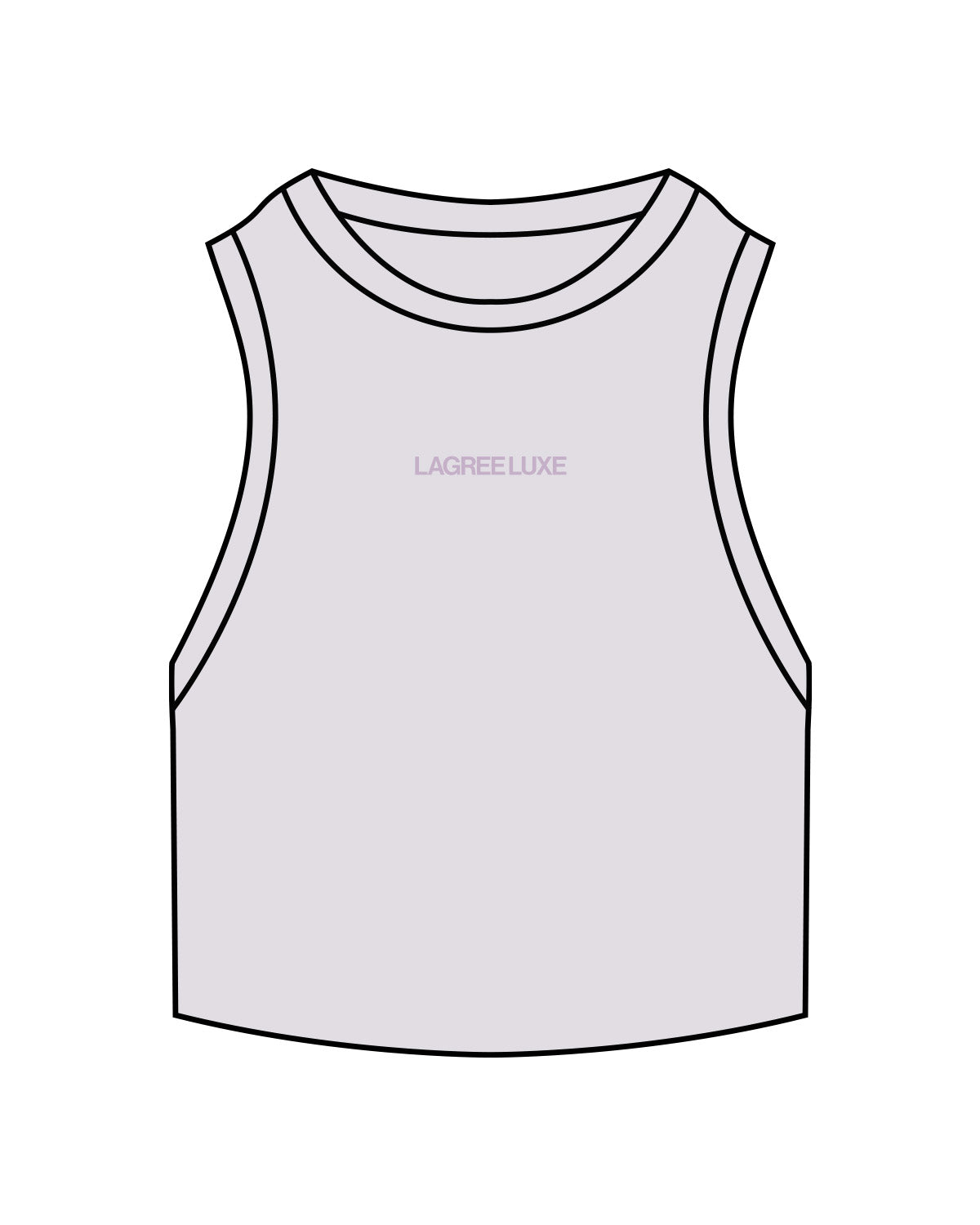The Ribbed Crop Tank - Orchid - Lagree Luxe - Center Chest "LAGREELUXE" - Embroidered - Tone on Tone