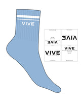 The 3/4 Crew Sock - Blue Bell - Vive Cycle - 2 Lines - White - VIVE - Embroidered - White