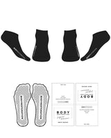 The Ankle Sock - Black - Body Restoration - Left & Right Corner - White - Hexagon Shape Grip - White