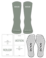 The Crew Sock - Dark Sage - Solos Pilates - Front Center & Bottom Toes - Transparent Grip