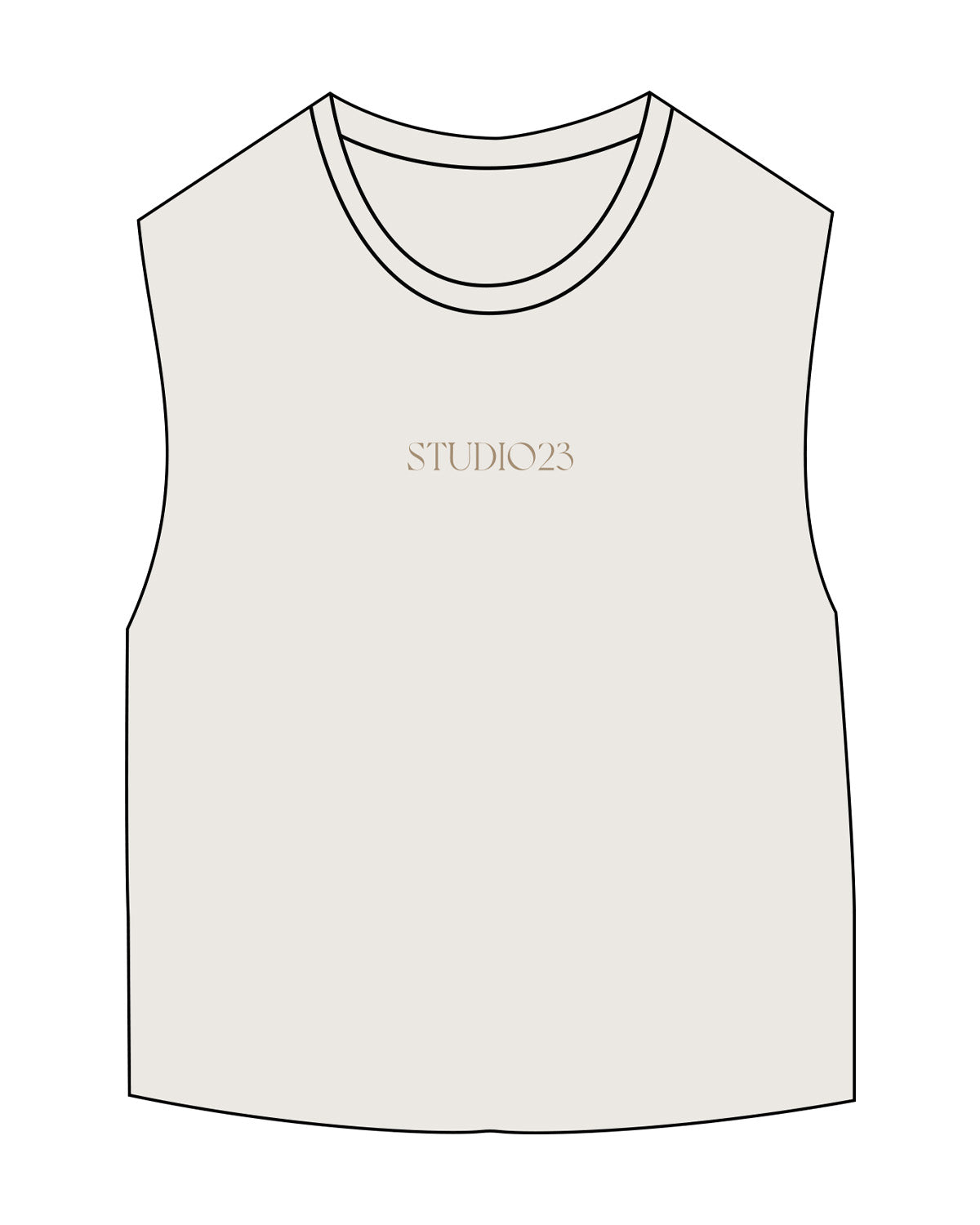 The Micro Rib Basic Crop Tank - Natural - Studio 23 - Center Chest - Embroidered - Tan