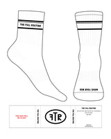 The 3/4 Crew Sock - White - The Full Routine - Dual Strip - Top & Toe - Black