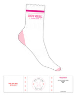 The 3/4 Crew Sock - White - Hot Girls - Top Stacked Border -Full Color