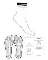 The 3/4 Crew Sock - White - Collective Studios - 2 Stripes - Printed - Collective - Embroidered - Black - Hexagon Grip - Black