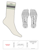 The Slouch Sock - Off White - Grip Collective - Full Color Stripes - Sew on Logo - Icon Shape Grip - Charcoal