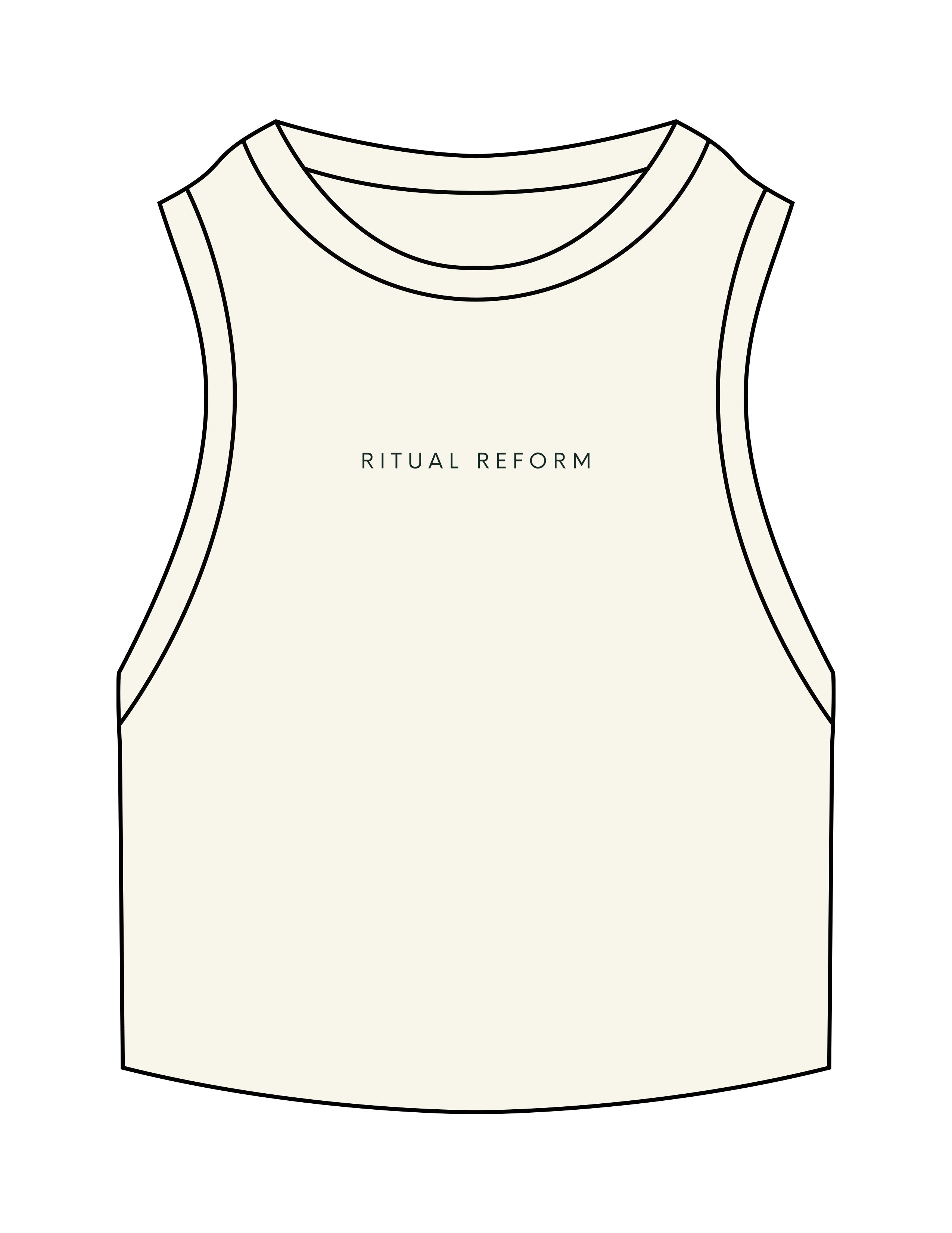 The Ribbed Crop Tank - Off White - Ritual Reform - Center Chest - Embroidered - Dark Green