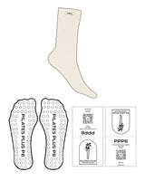 The Slouch Sock - Off White - Pilates Plus PB - Top & Transparent Circle Grip - Label