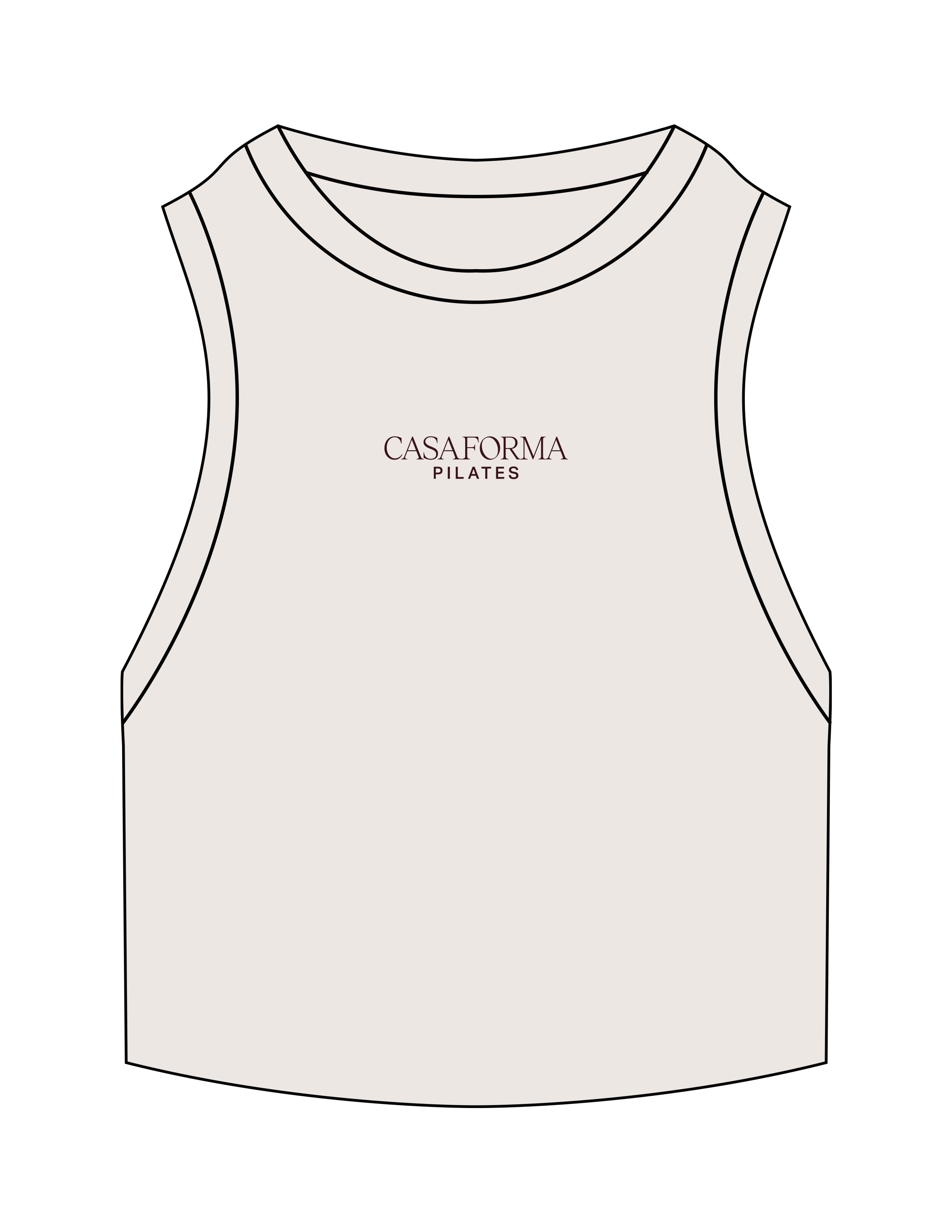 The Ribbed Crop Tank - Bone - CasaForma Pilates - Center Chest Stacked - Embroidered - Bordeaux