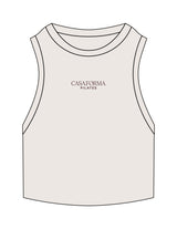 The Ribbed Crop Tank - Bone - CasaForma Pilates - Center Chest Stacked - Embroidered - Bordeaux
