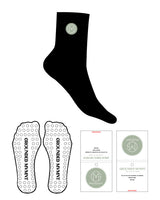 The 3/4 Crew Sock - Black - GroundedMvmnt - Full Color - Embroidered - Circle Shape Grip - Transparent