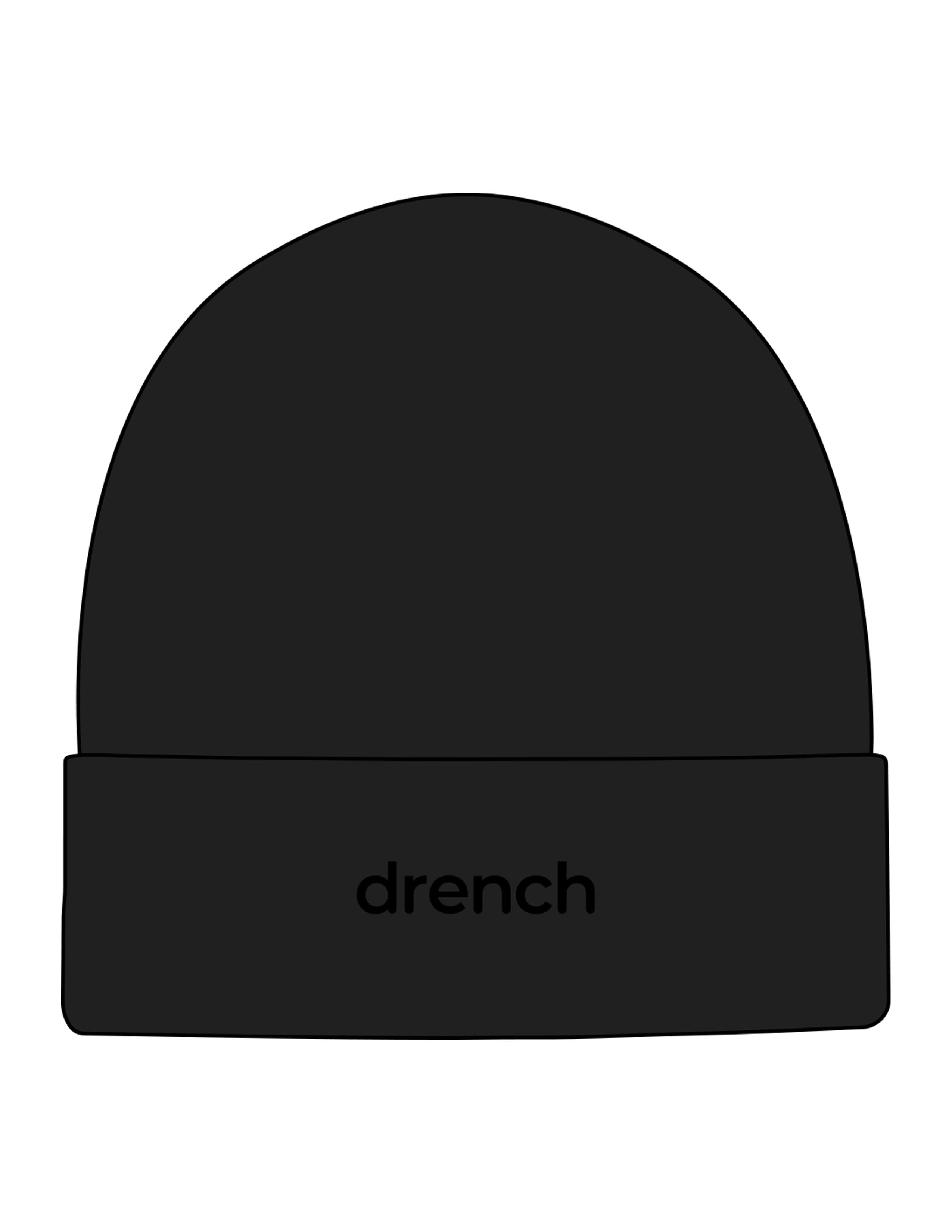 The Beanie - Black - Drench - Center Brim - Embroidered - Tone on Tone