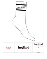 The Crew Sock - White - Bodied Denver - 4 Strips - Top Logo - Full Color