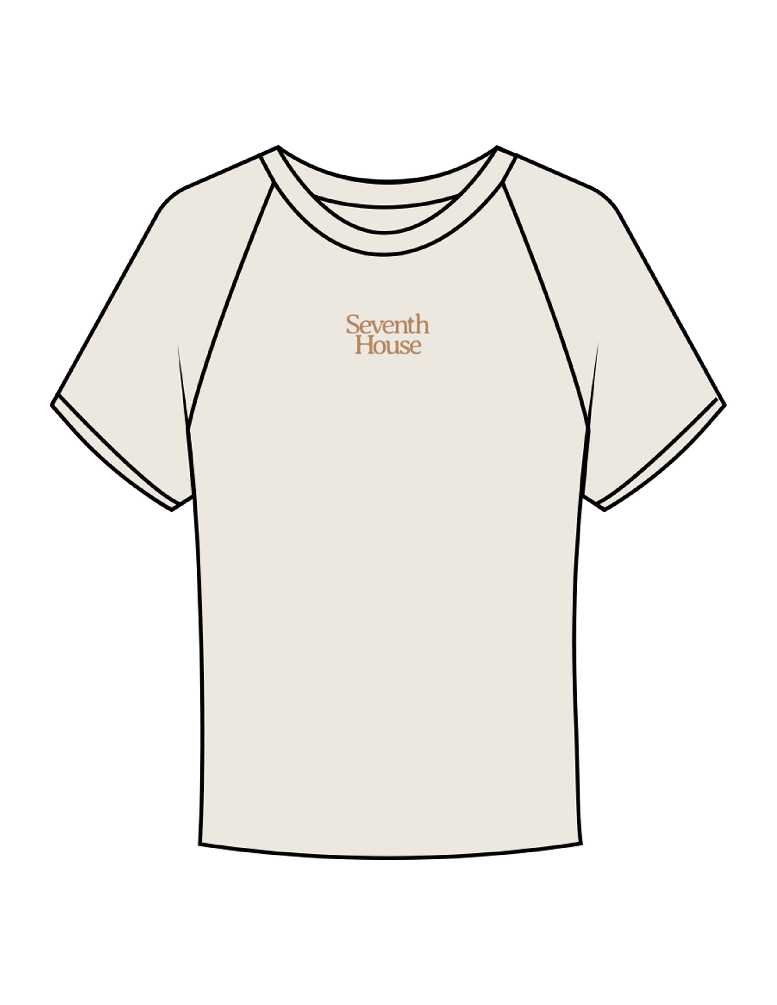 The Micro Rib Baby Tee - Natural - Seventh House - Center Chest Stacked - Printed - Brown