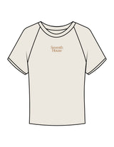 The Micro Rib Baby Tee - Natural - Seventh House - Center Chest Stacked - Printed - Brown