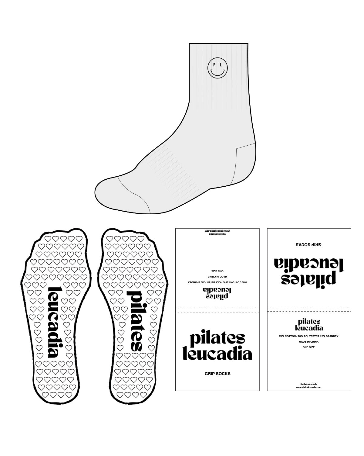The 3/4 Crew Sock - Heather - Pilates Leucadia - Embroidered - Black