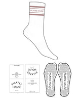 The Crew Sock - White - PHS - 2 Stripes - Top Logo - Muted Red - Triangle Grip - Transparent