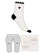 The 3/4 Crew Sock - Cloud Dancer - GripTide - Frill, Toe & Heel - Black - Top Logo - Embroidered - Black - Hexagon Grip - Black