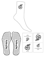 The Crew Sock - White - The Booty Shop - Fruit Top Logo - Black - Triangle Shape Grip - Black