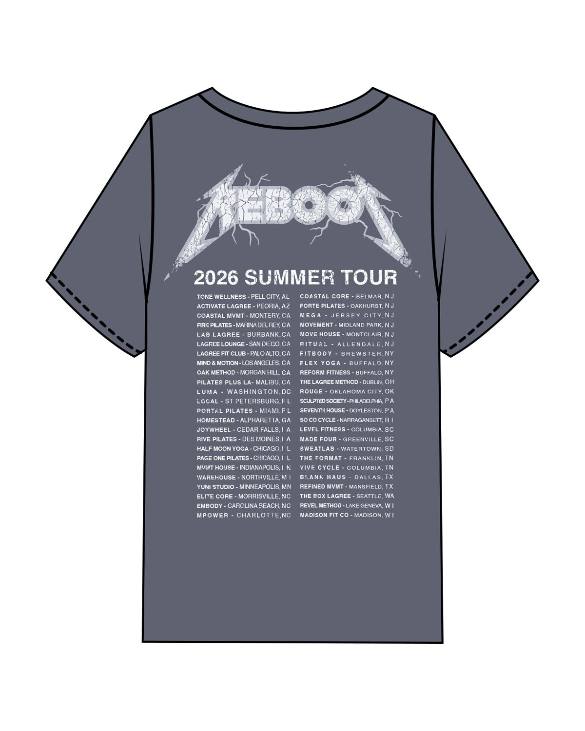 The Mens Heavyweight Tee - Washed Indigo - Reboot Retreat - Summer - Center Chest - Back Full Image - Printed - Full Color