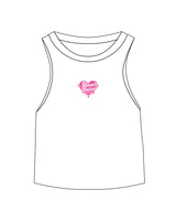 The Micro Rib Racer Crop - White - Slow Burn - Center Chest Heart - Printed - Full Color