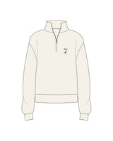 The Womens 1/4 Zip - Off White - Studio 78 - Left Chest Stacked - Dark Green - #707564