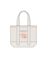 The Contrast Tote Bag - Natural / Natural - Pulse Lagree Fitness - Center Stacked - Embroidered - Orange
