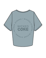 The Crop Tee - Mineral - Wicked Core - Left Chest Stacked & Center Back Round - Printed - Tone on Tone
