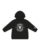 The Kids Hoodie - Black - IR Fit - Center Chest Round & Left Sleeve - Printed - White