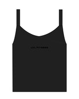 The Micro Rib Strappy Crop Tank - Black - LVL - Center Chest - Printed - Tone on Tone