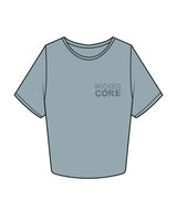 The Crop Tee - Mineral - Wicked Core - Left Chest Stacked & Center Back Round - Printed - Tone on Tone