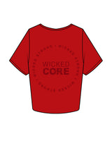 The Crop Tee - Red - Wicked Core - Left Chest Stacked & Center Back Round - Printed - Tone on Tone