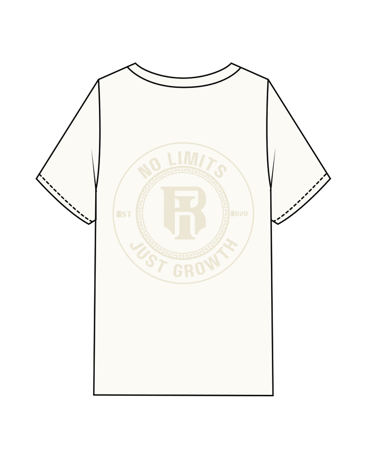 The Mens Heavyweight Tee - Off White - IR Fit - Left Chest & Back Round - Printed - Tone on Tone