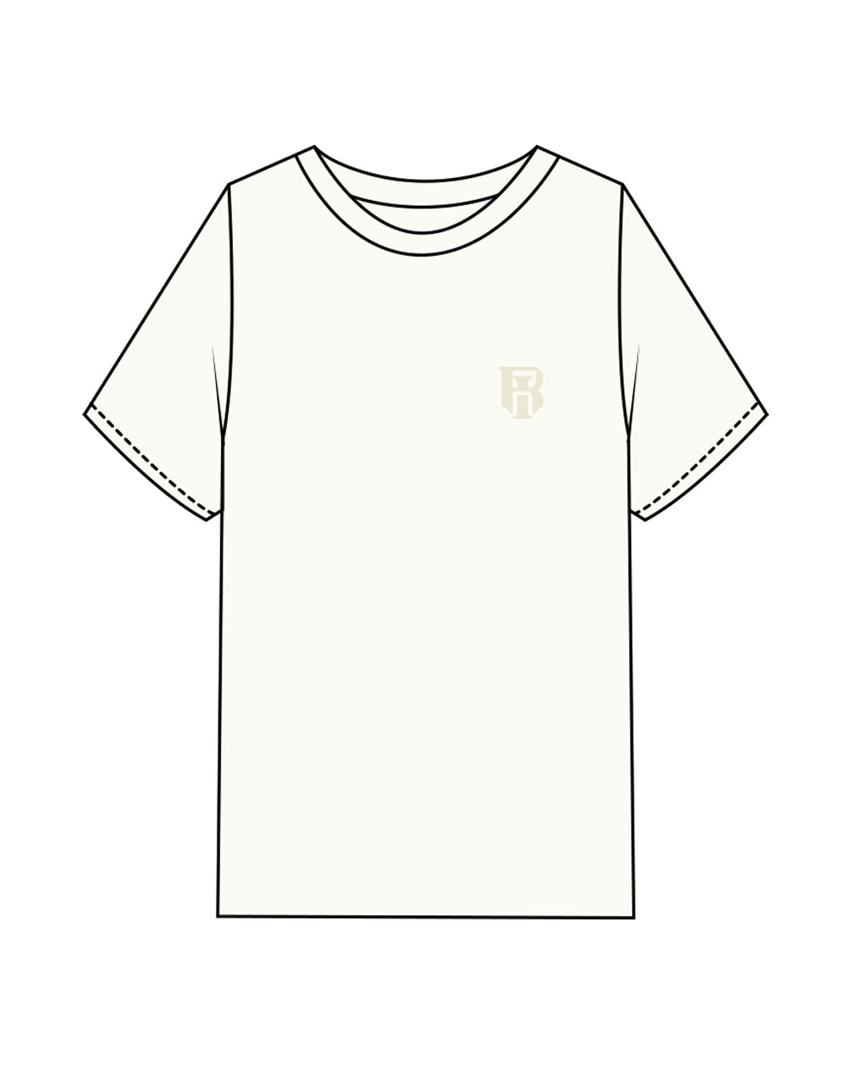 The Mens Heavyweight Tee - Off White - IR Fit - Left Chest & Back Round - Printed - Tone on Tone