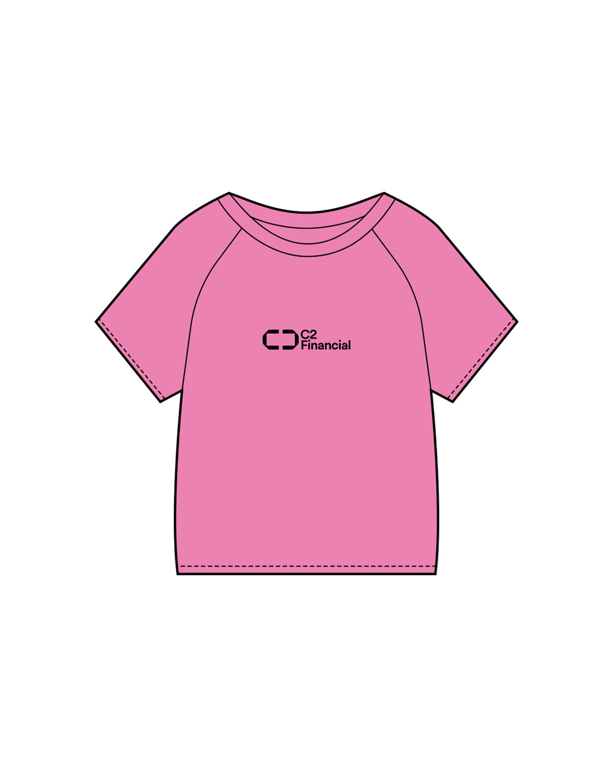 The Kids Tee - Hot Pink - C2 Financial - Center Chest - Printed - Black