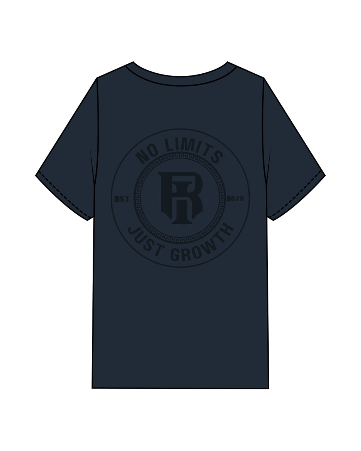 The Mens Heavyweight Tee - Navy - IR Fit - Left Chest & Back Round - Printed - Tone on Tone