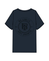The Mens Heavyweight Tee - Navy - IR Fit - Left Chest & Back Round - Printed - Tone on Tone