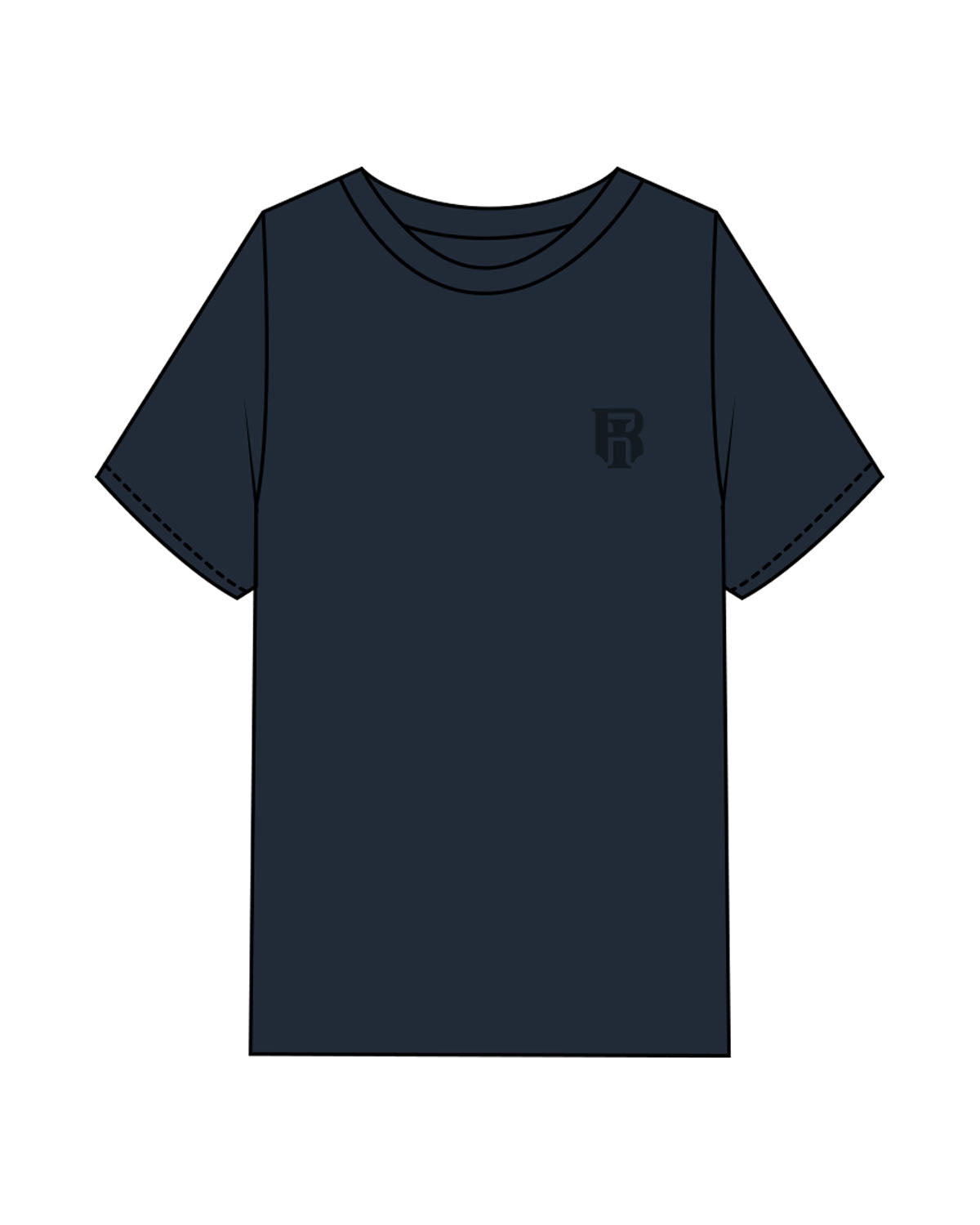 The Mens Heavyweight Tee - Navy - IR Fit - Left Chest & Back Round - Printed - Tone on Tone