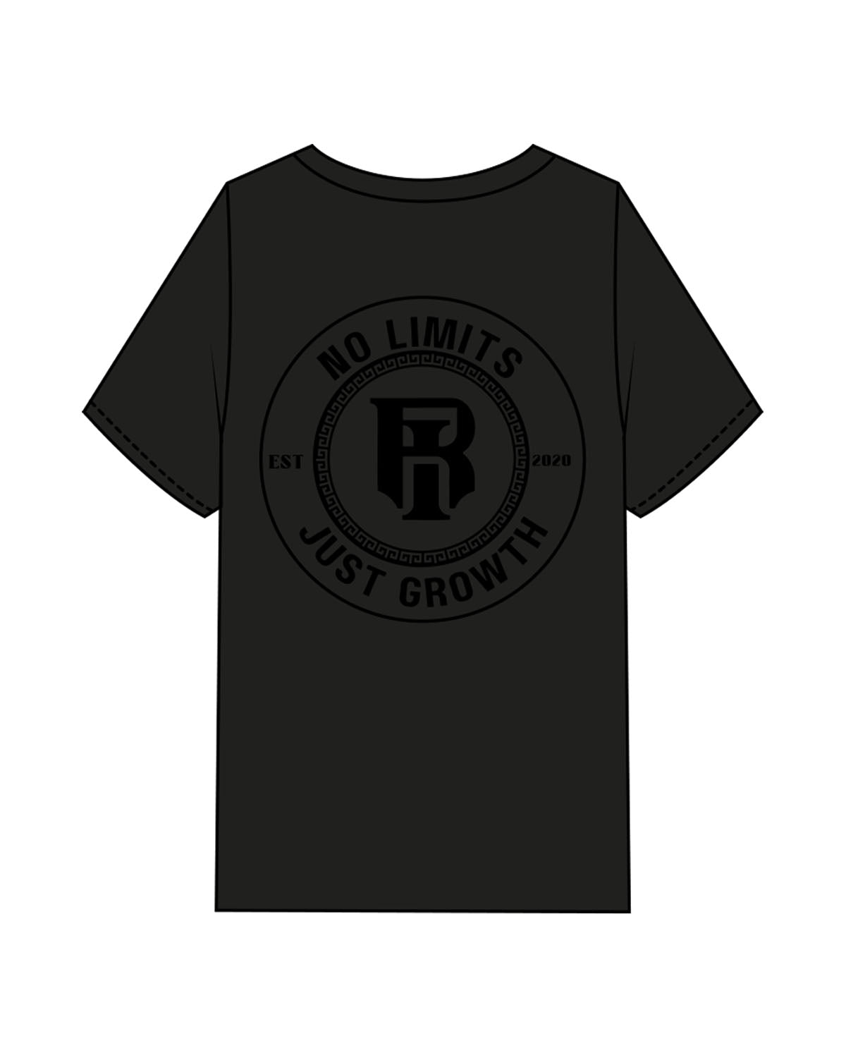 The Mens Heavyweight Tee - Black - IR Fit - Left Chest & Back Round - Printed - Tone on Tone