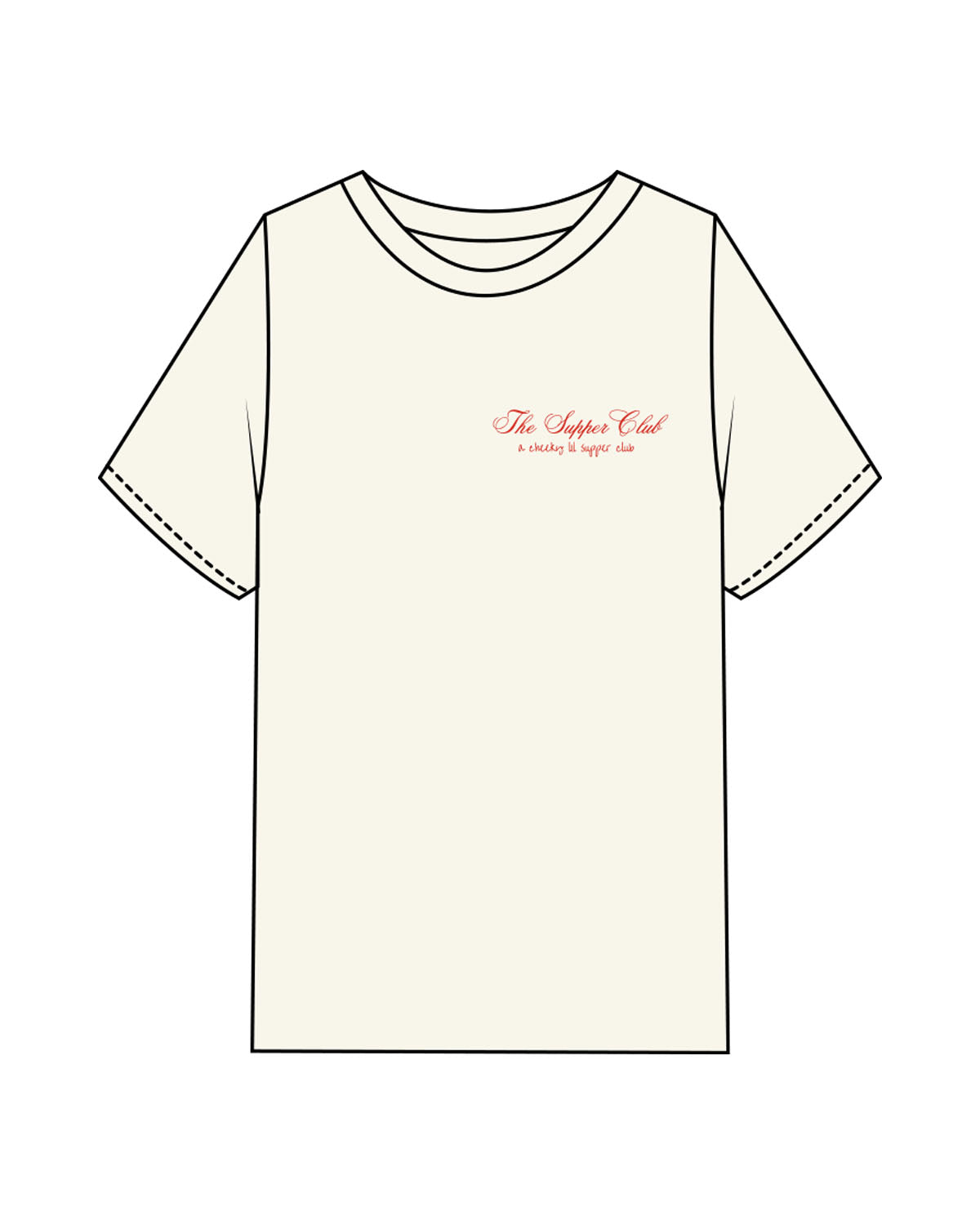 The Womens Heavyweight Tee - Off White - The Supper Club - Left Chest Stacked & Back Stacked Chairs - Printed - Full Color