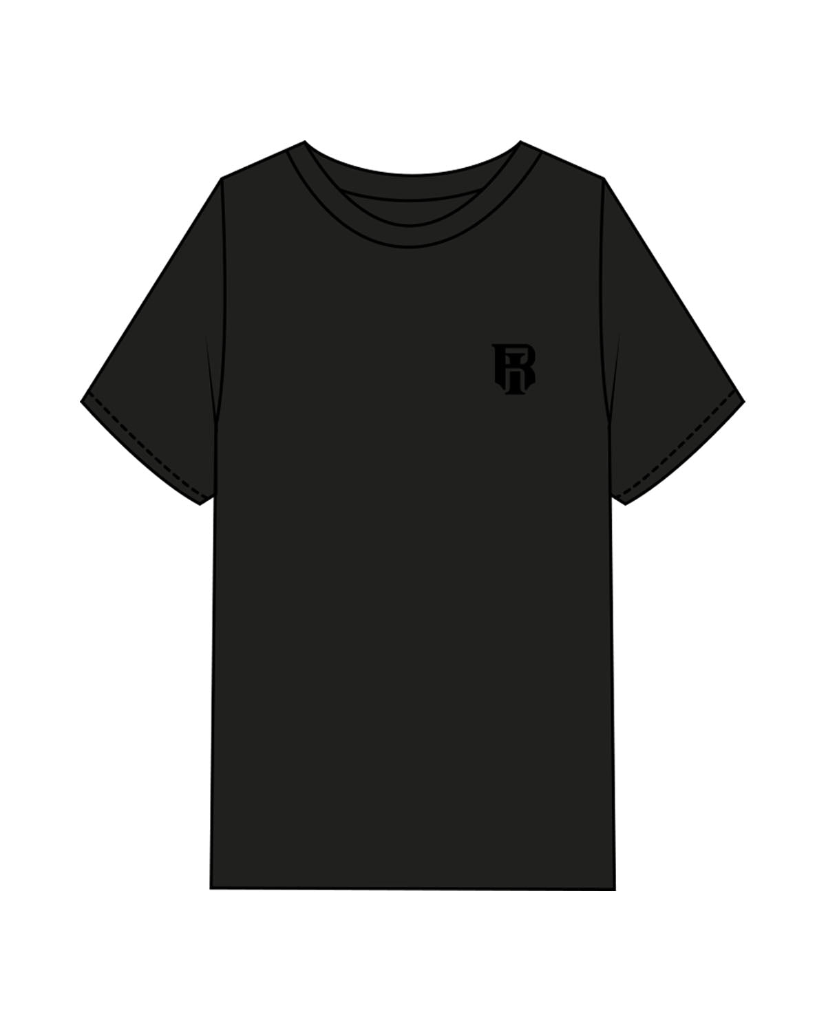 The Mens Heavyweight Tee - Black - IR Fit - Left Chest & Back Round - Printed - Tone on Tone