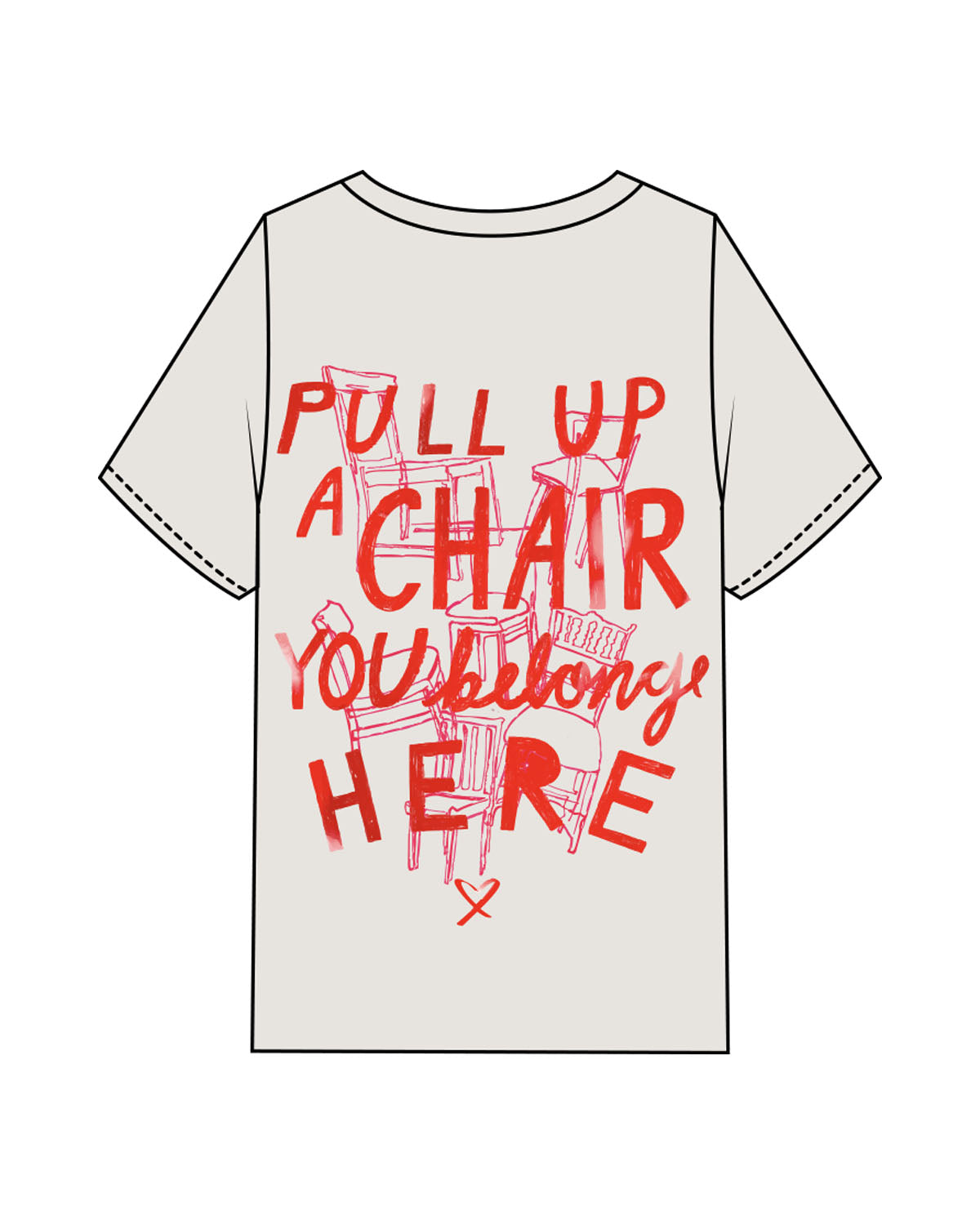 The Womens Heavyweight Tee - Washed Bone - The Supper Club - Left Chest Stacked & Back Stacked Chairs - Printed - Full Color