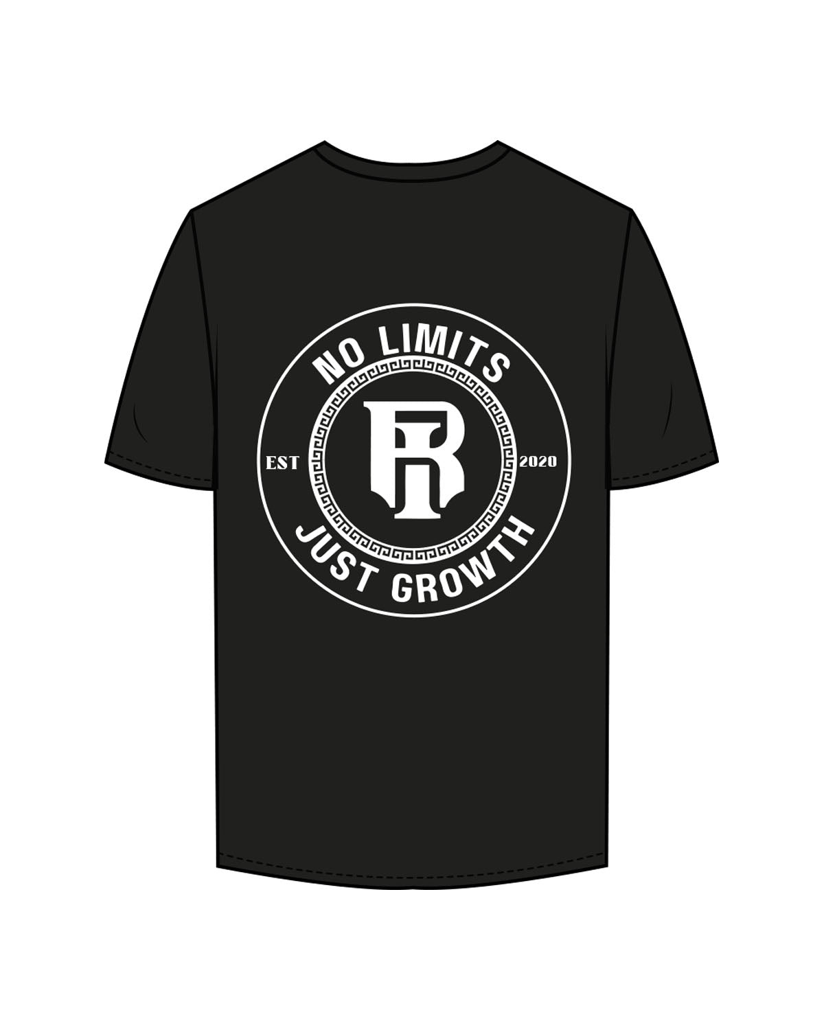 The Mens Tee - Black - IR Fit - Left Chest & Back Round - Printed - White